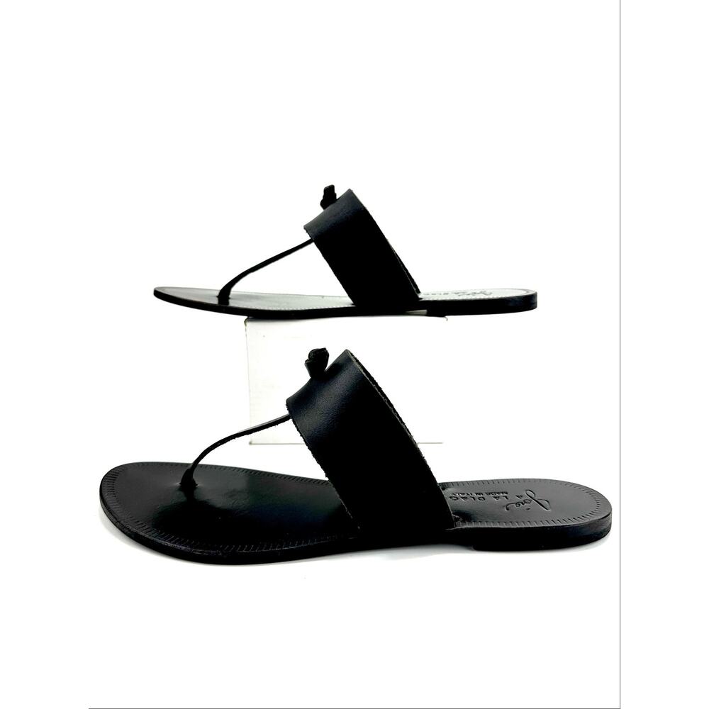 Joie A La Plage Women Flat Sandal Size 9/39 Black Leather Thong-Toe Flip Flops - Picture 3 of 13